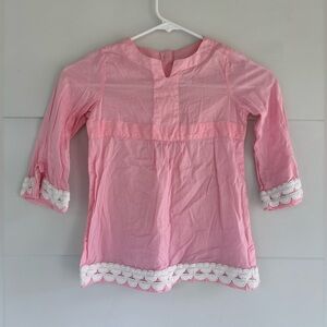 Janie And Jack 3T Vintage Girls Pink Dress Long Sleeve Buttons Embroidered Trim